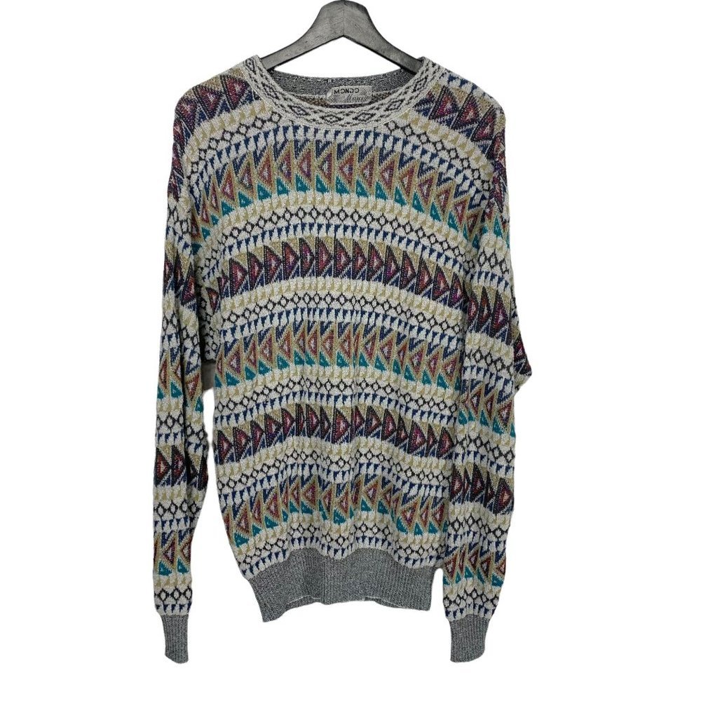 Vintage 90s Mondo di Marco Geometric Pattern Knit Pull Over Sweater Small